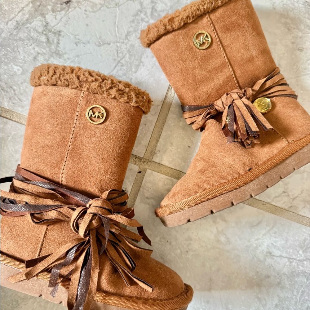 Michael Kors Tan Suede Boots with Fur Trim
